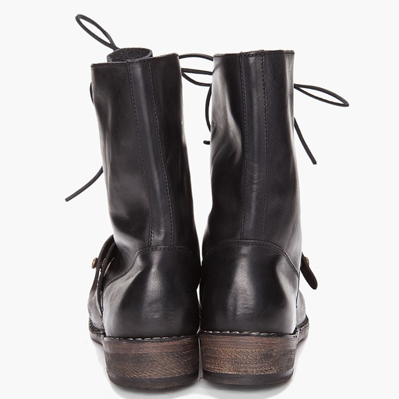 Diesel Black & Gold Leather Boots